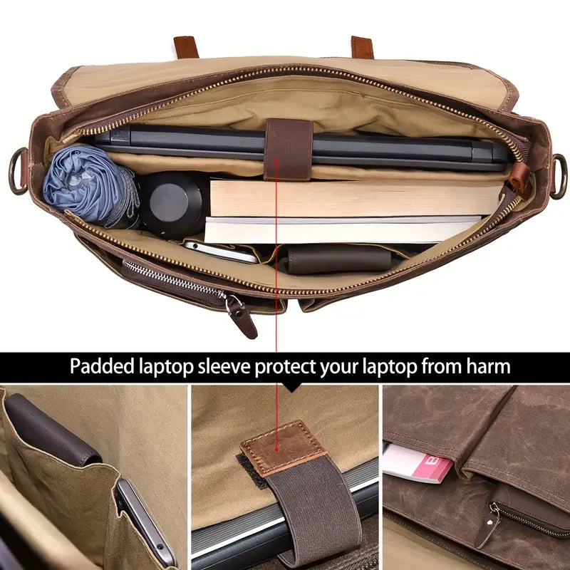 Brett - Large Capacity Waterproof Canvas Messenger Bag for Men