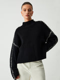 Alma - Turtleneck Sweater with Piqué Details