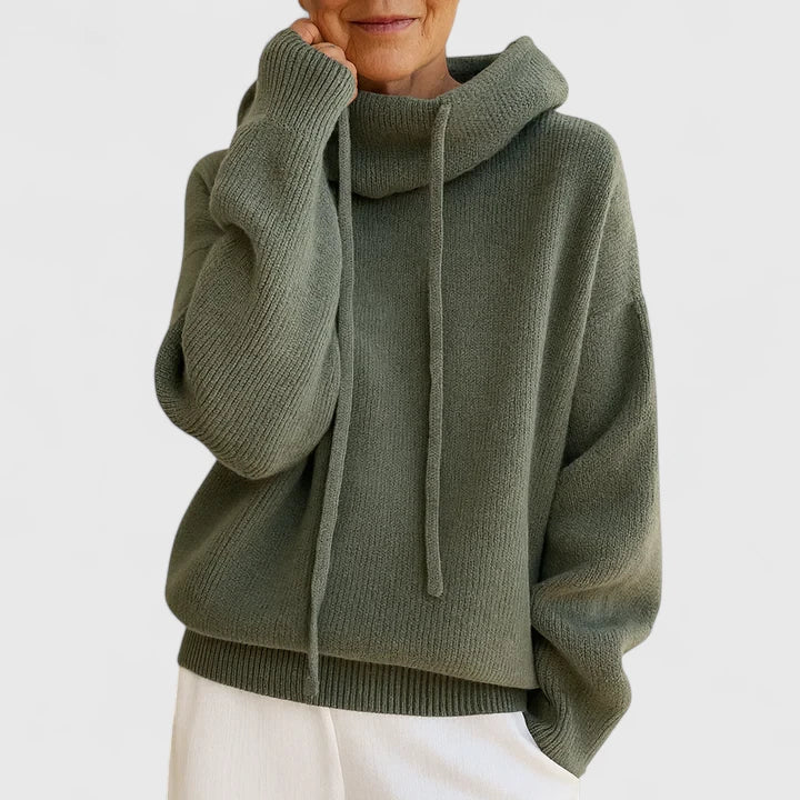 Marie | High Neck and Hooded Comfortable Sweater