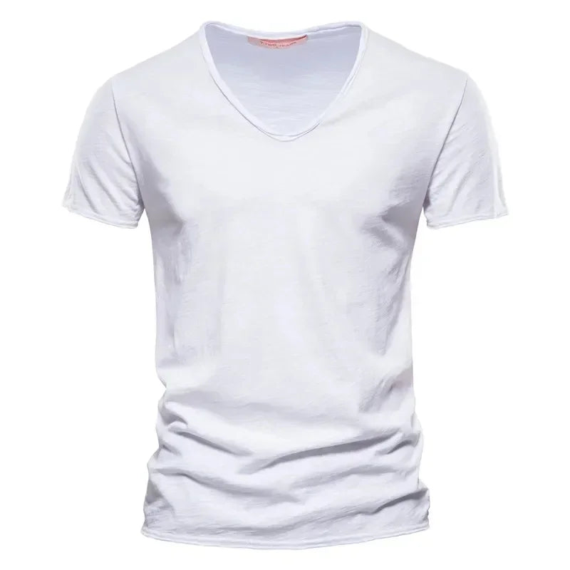 Men V-Neck Cotton Short Sleeve T-Shirts