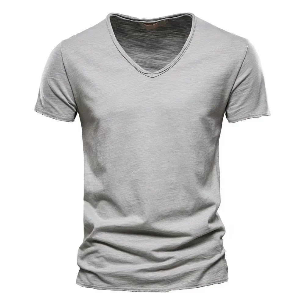 Men V-Neck Cotton Short Sleeve T-Shirts