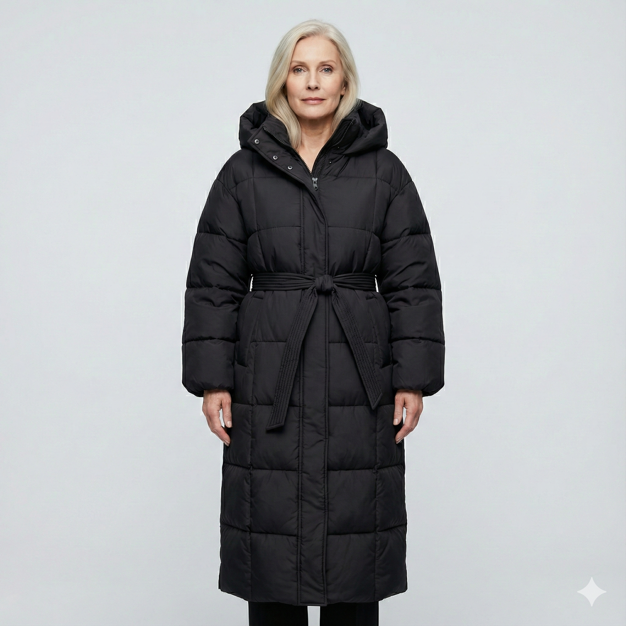 Carmen - Long Puffer Coat with Belt