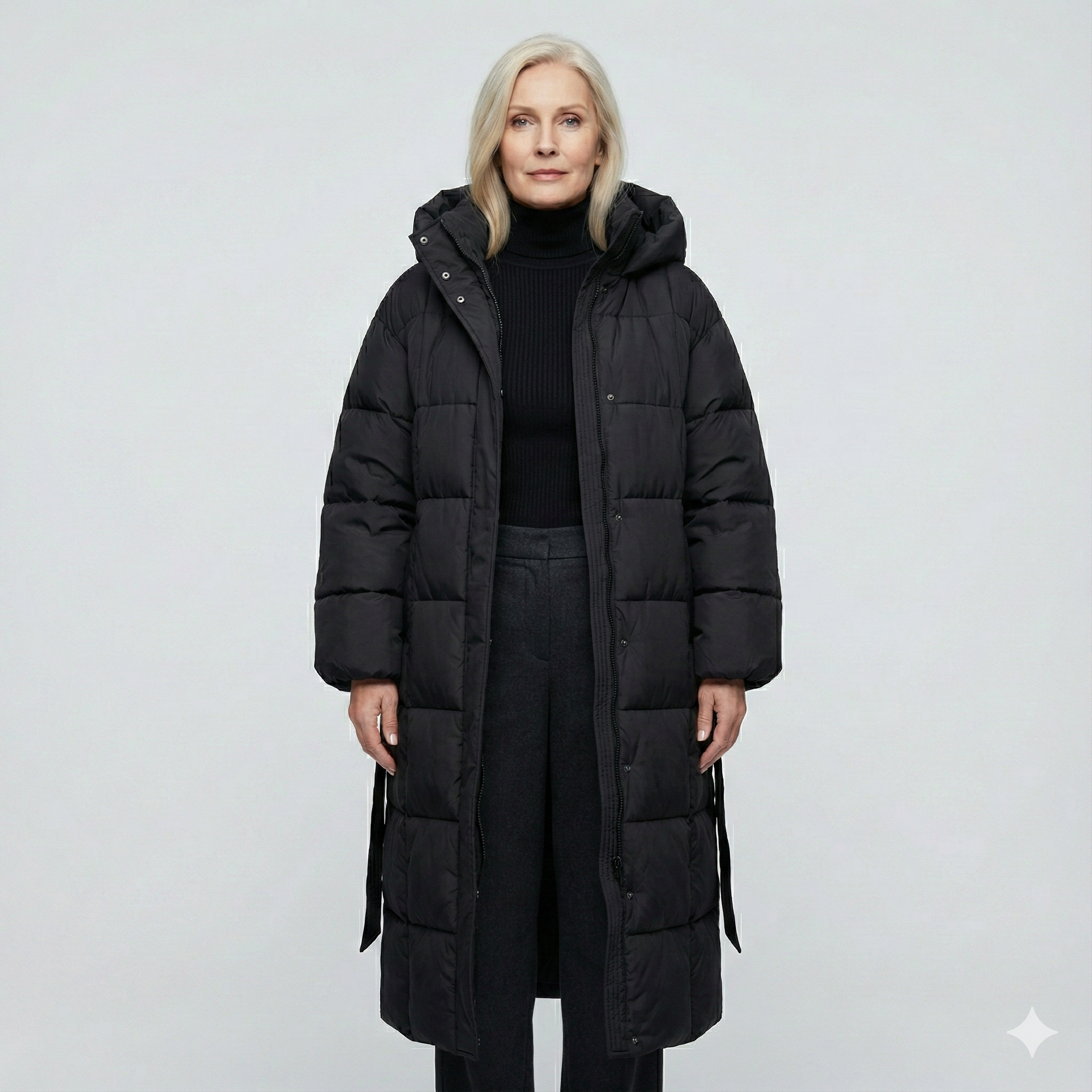 Carmen - Long Puffer Coat with Belt