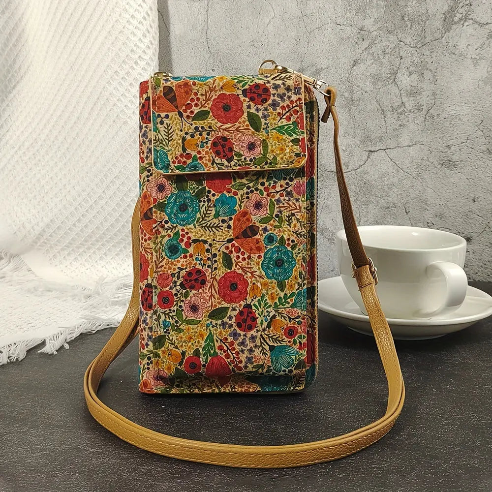 Lilac Boho Floral Crossbody Wallet
