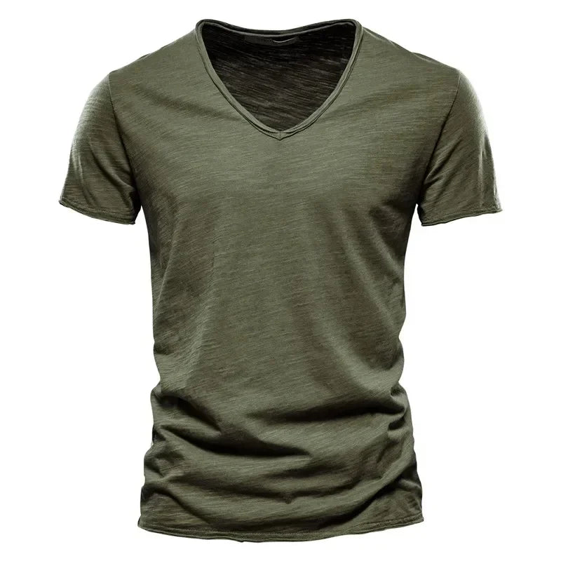 Men V-Neck Cotton Short Sleeve T-Shirts