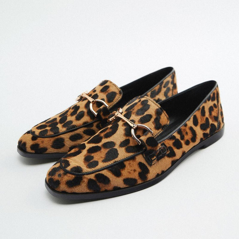 ANIMAL PRINT LOAFER WITH METAL DETAIL