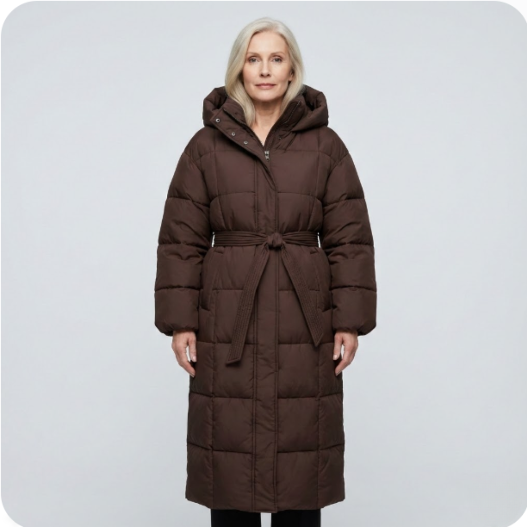 Carmen - Long Puffer Coat with Belt