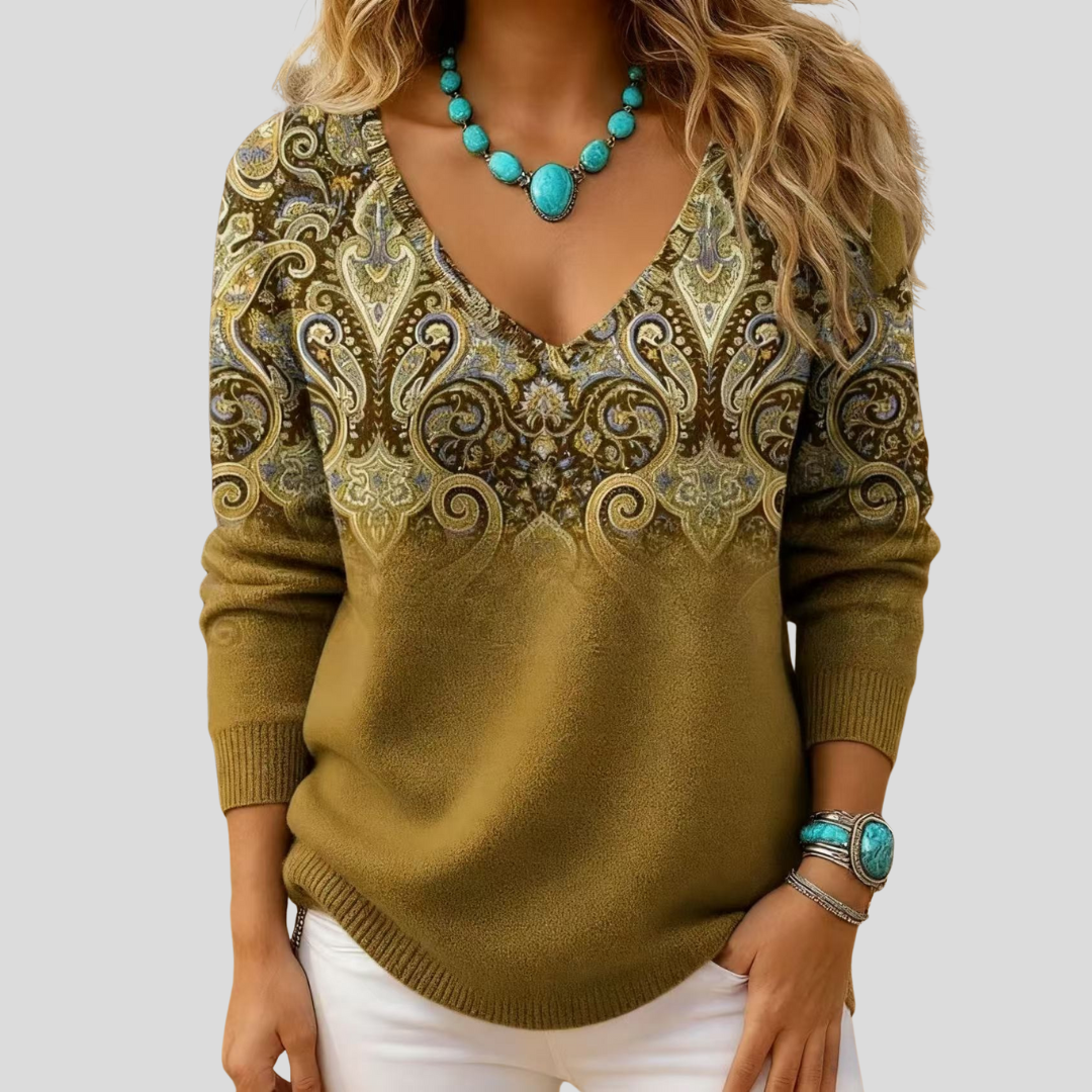 Amelia | Stylish V-Neck Long Sleeve Sweater
