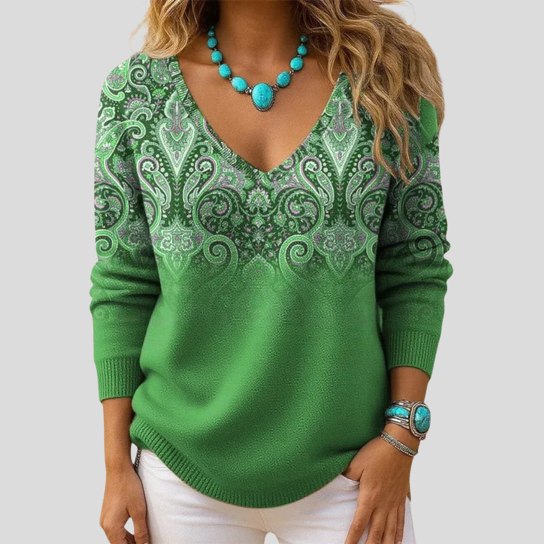 Amelia | Stylish V-Neck Long Sleeve Sweater