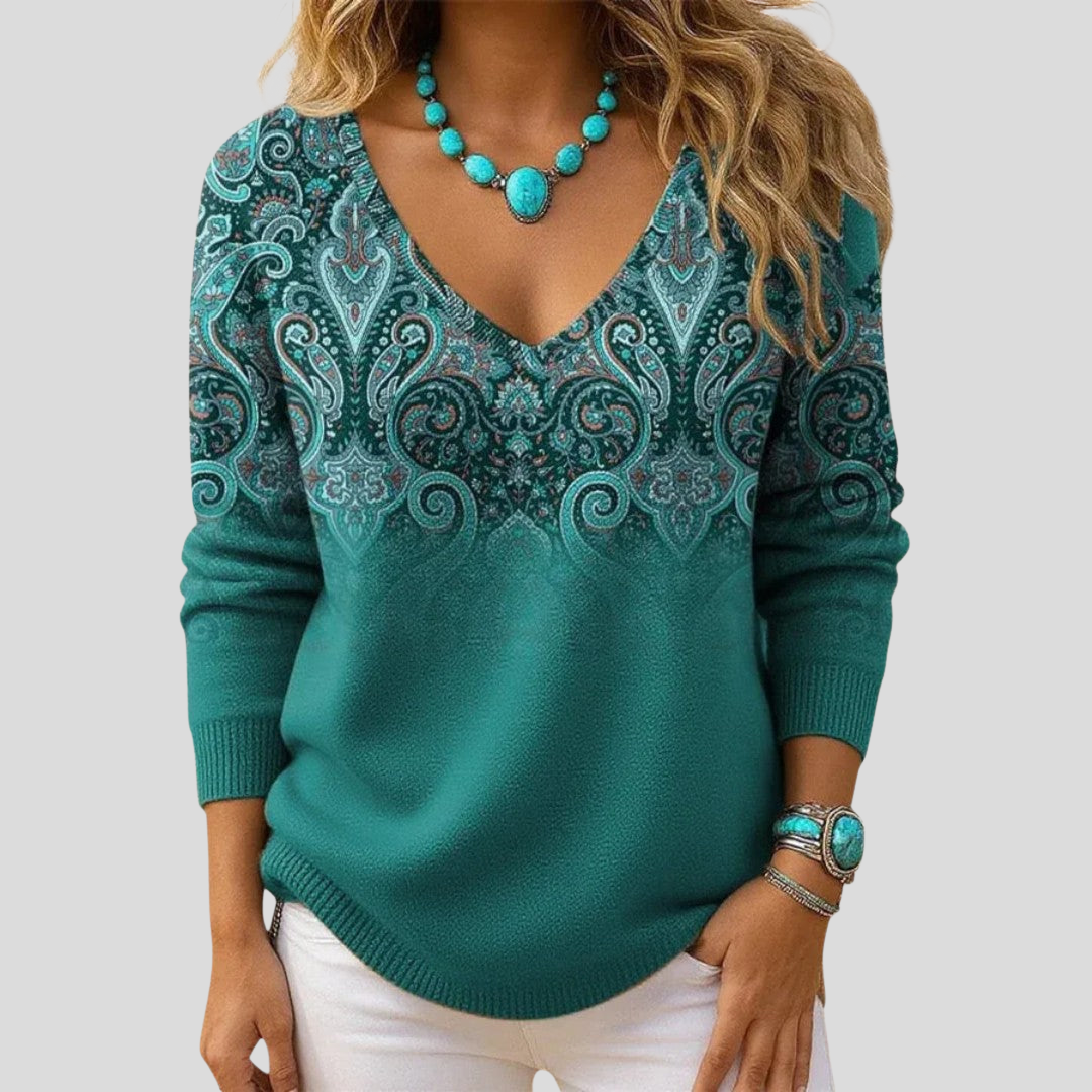 Amelia | Stylish V-Neck Long Sleeve Sweater