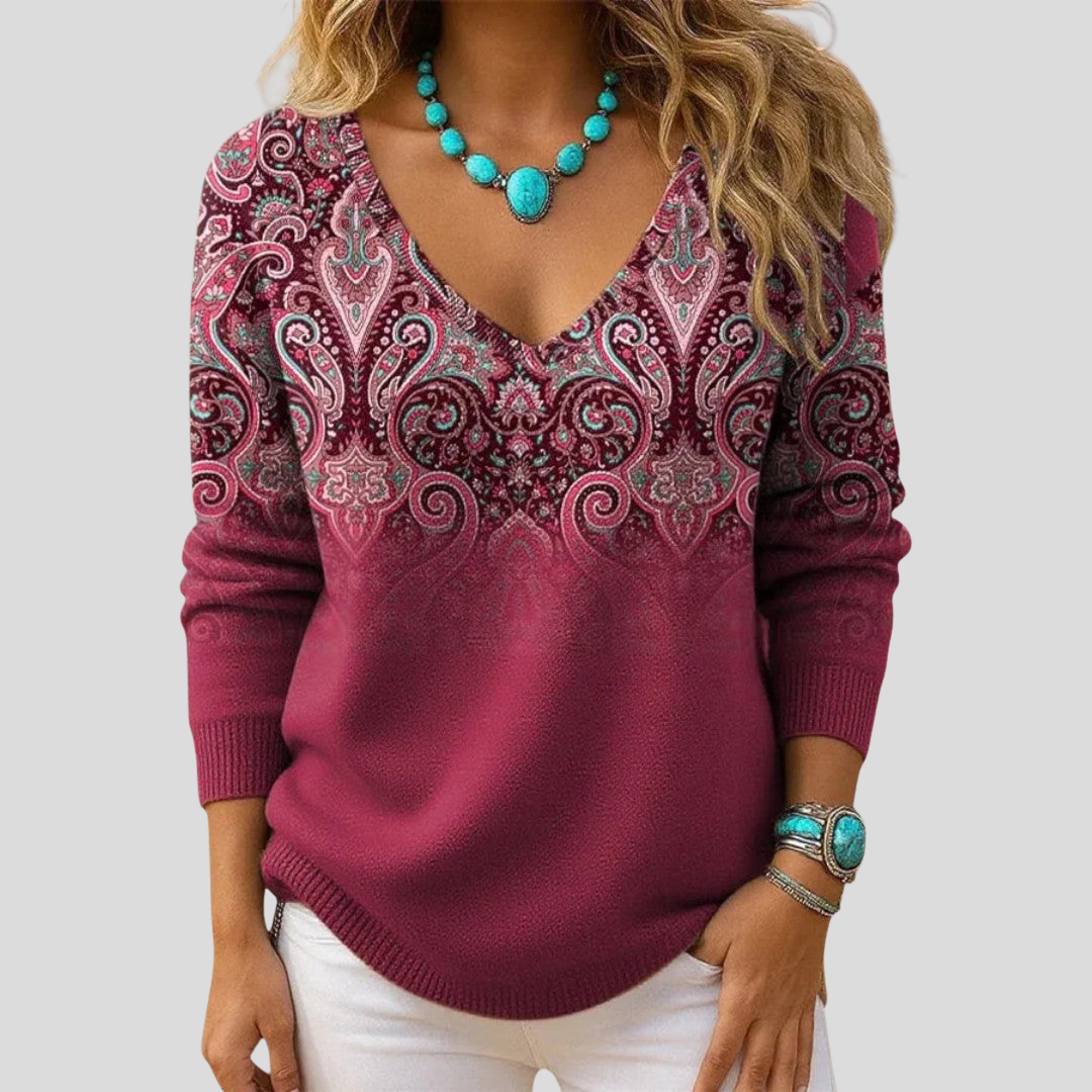 Amelia | Stylish V-Neck Long Sleeve Sweater
