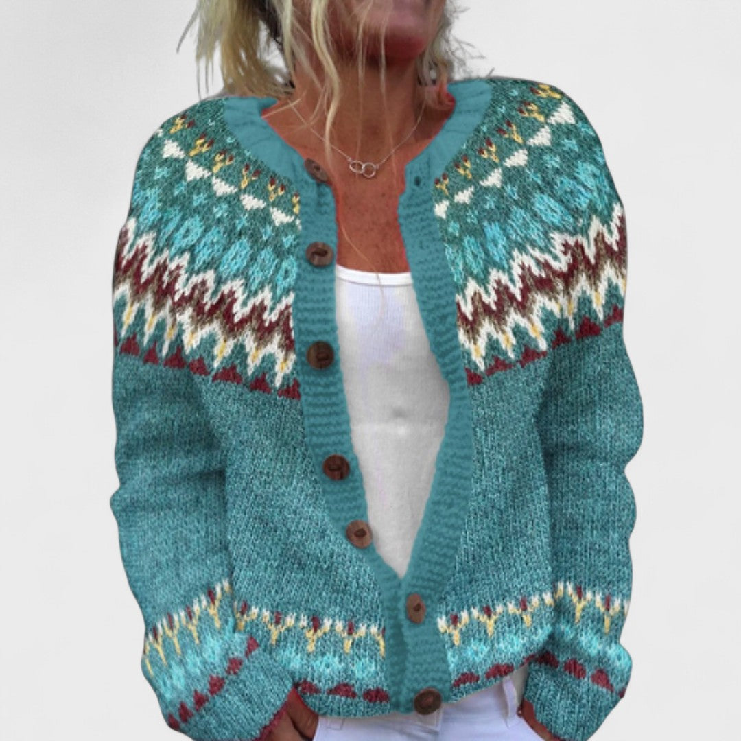 Lianne Grigio Perla – Stylish patterned wide knit cardigan