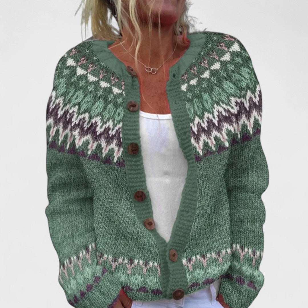 Lianne Rosa Petalo – Stylish patterned oversized knit cardigan