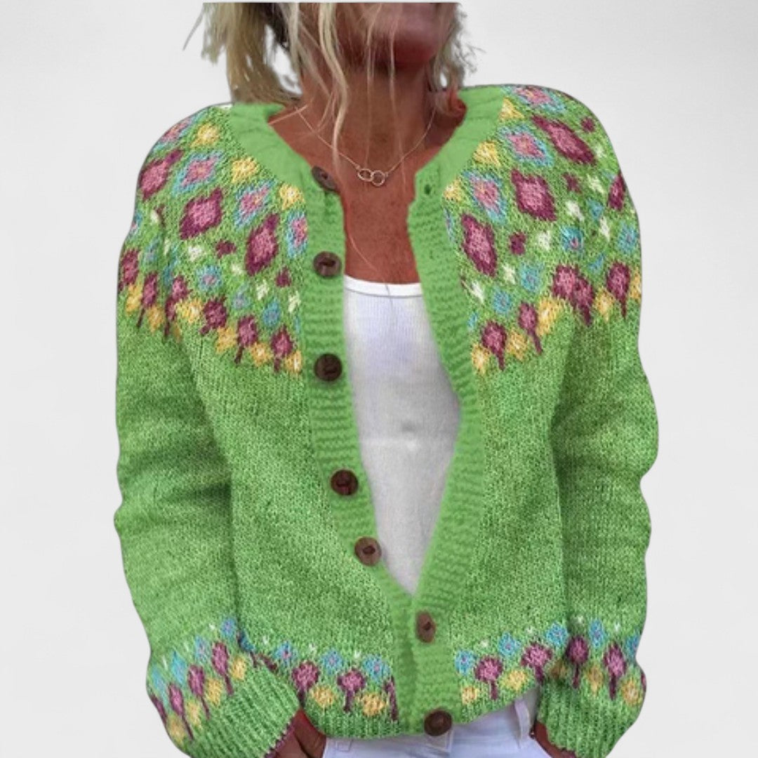 Lianne Azzurro Powder – Stylish patterned wide knit cardigan