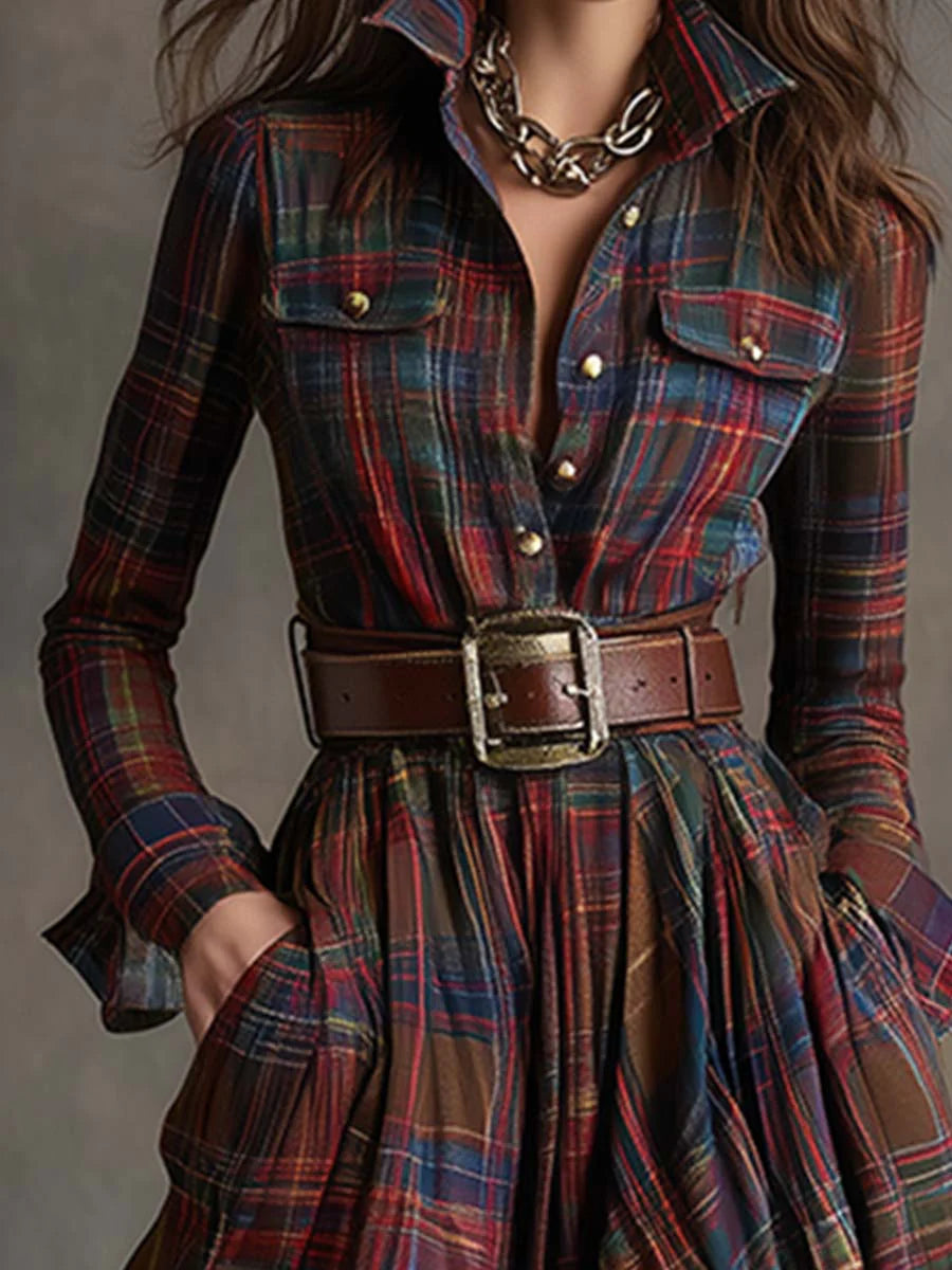 Beatriz | Checked Long Dress