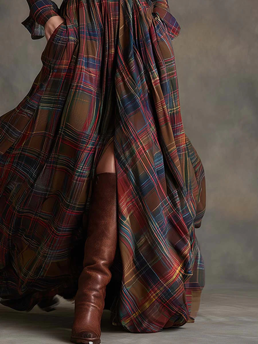 Beatriz | Checked Long Dress
