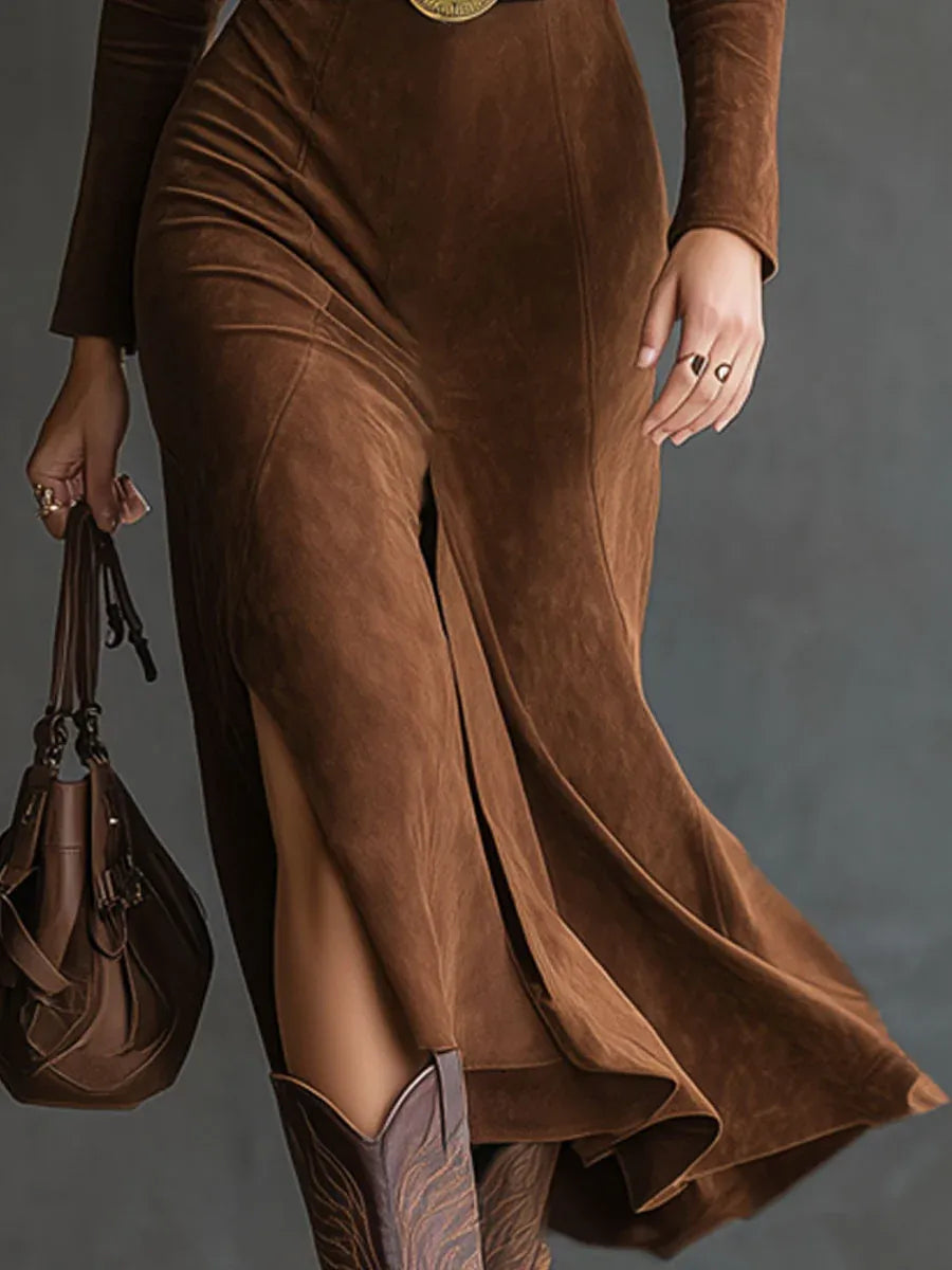 Eleanor | Suede Look Midi Dress