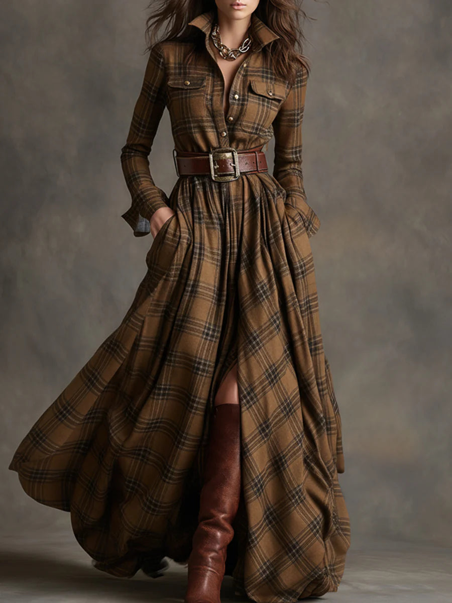 Beatriz | Checked Long Dress