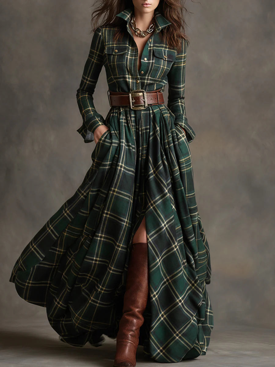 Beatriz | Checked Long Dress