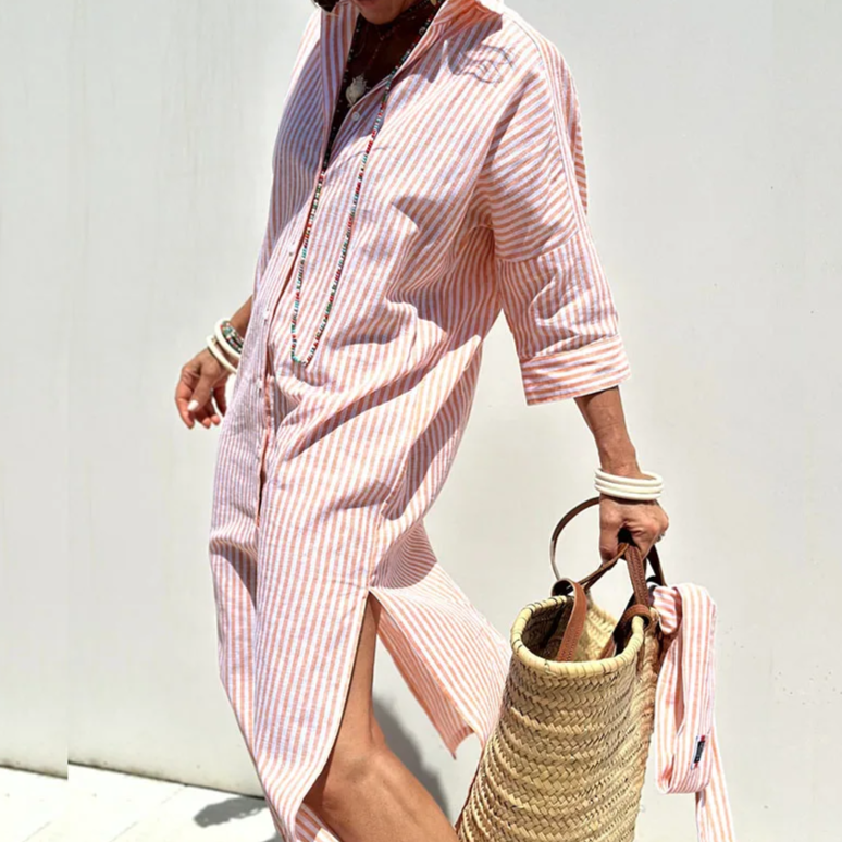 Sophie - Elegant Striped Shirt Dress