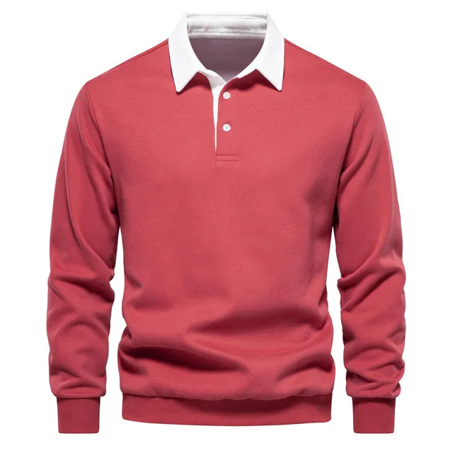 Austin - Long Sleeve Polo Collar Sweatshirt