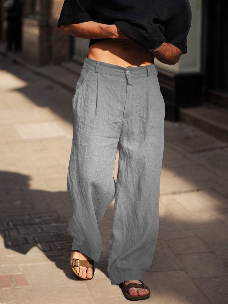 Comfort Fit Cotton Straight Pants