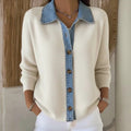GIULIA - Knit Sweater with Denim Collar