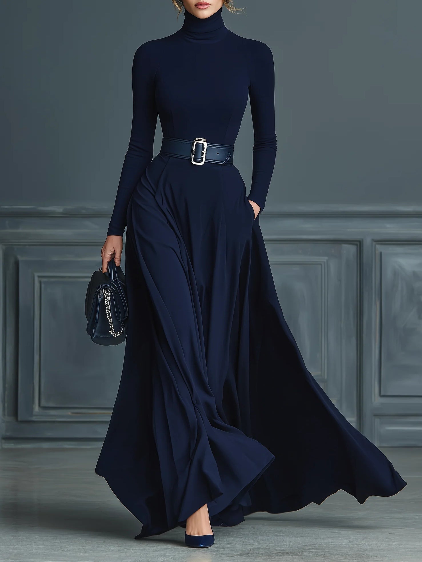 Kornelia | High-neck maxi knit dress
