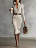 Gabriela | Belted and Half-Turtleneck Midi Dress