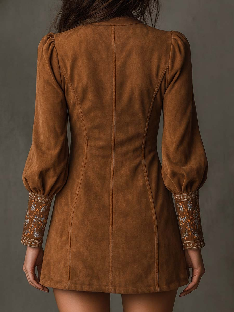 Suede Effect Short Dress