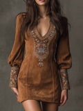 Suede Effect Short Dress
