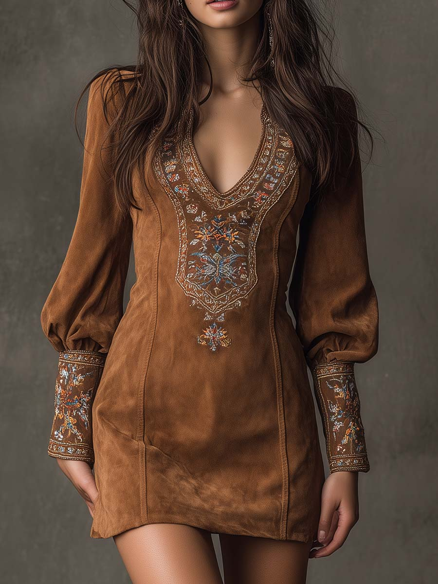 Suede Effect Short Dress