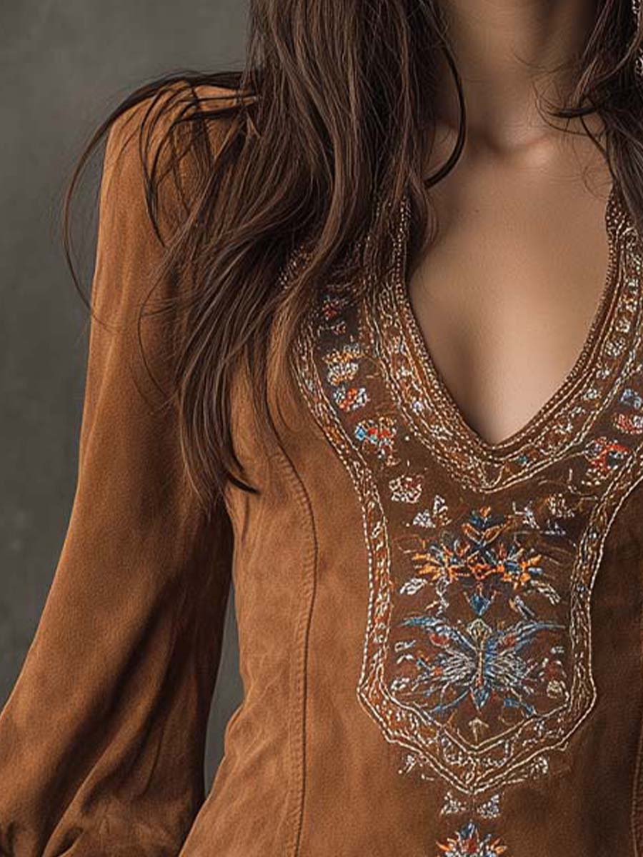 Suede Effect Short Dress