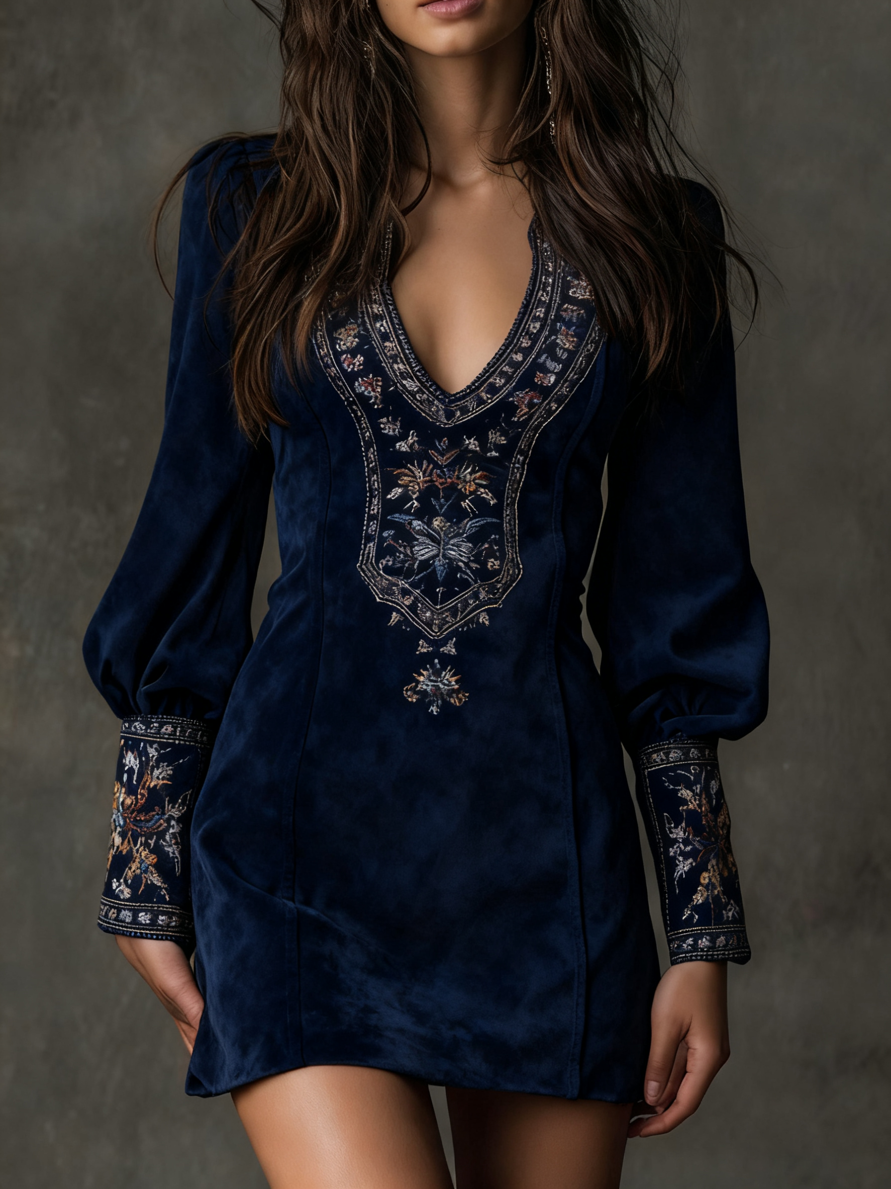 Suede Effect Short Dress