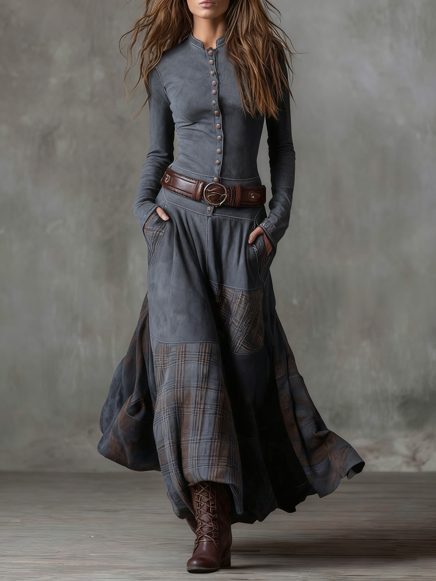 Elisa | Belted Suede Maxi Dress