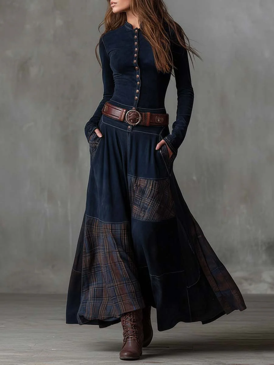 Elisa | Belted Suede Maxi Dress