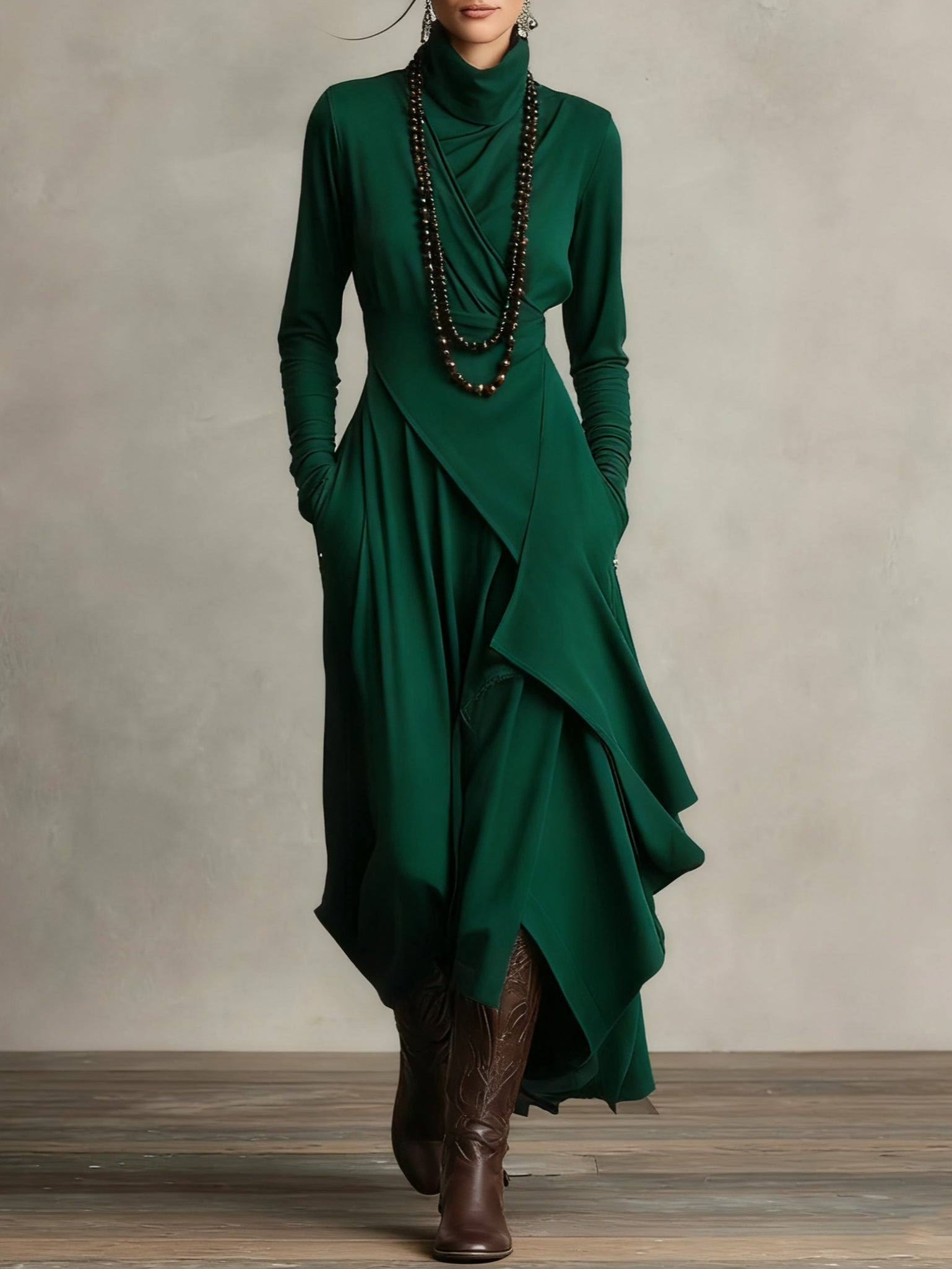 Sandra | Asymmetrical High Neck Purple Maxi Dress