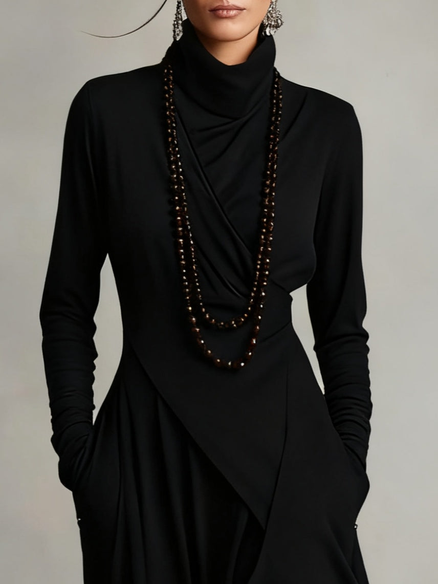 Sandra | Asymmetrical High Neck Purple Maxi Dress