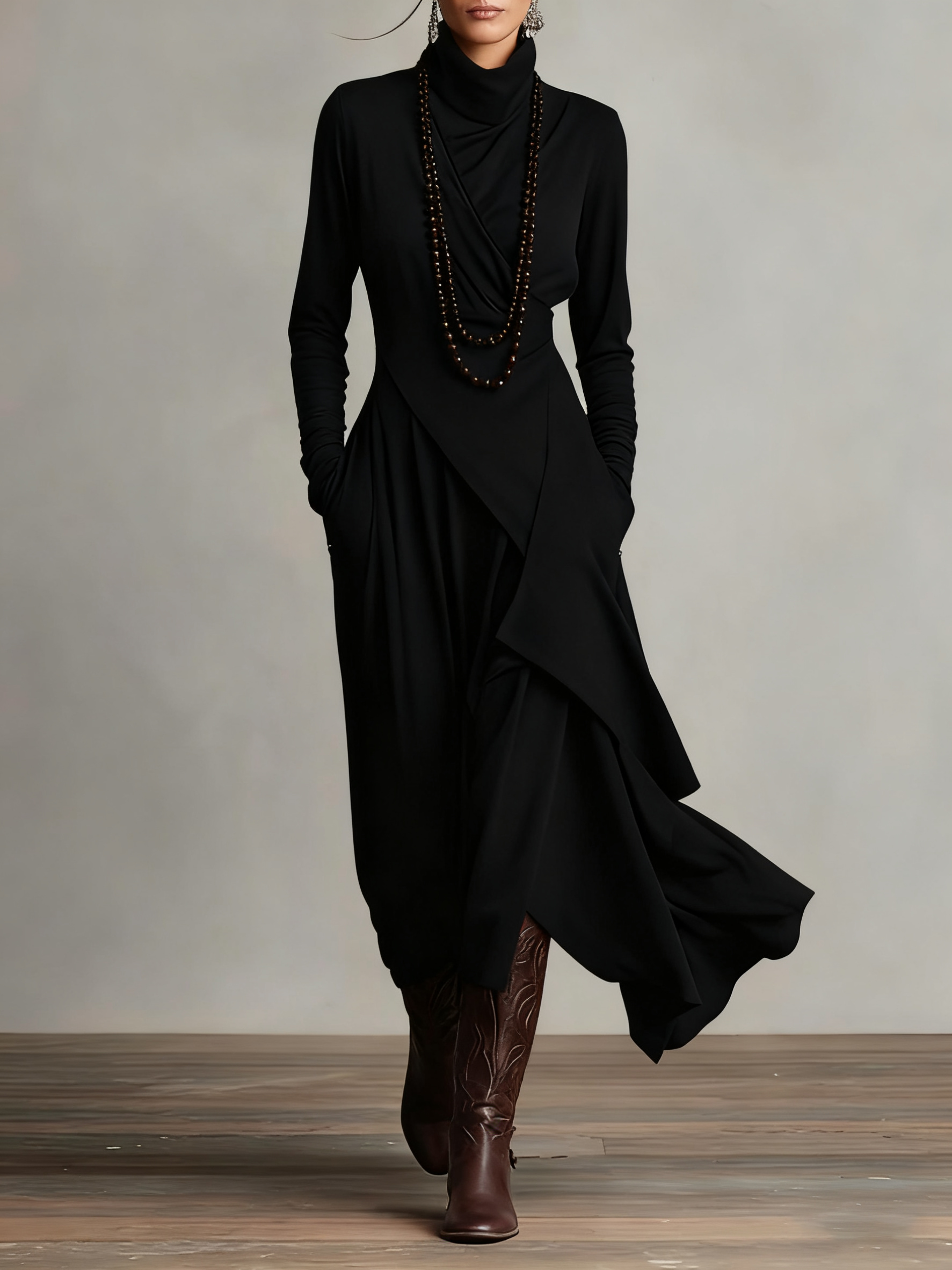 Sandra | Asymmetrical High Neck Purple Maxi Dress