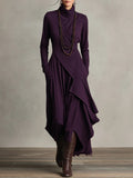 Sandra | Asymmetrical High Neck Purple Maxi Dress