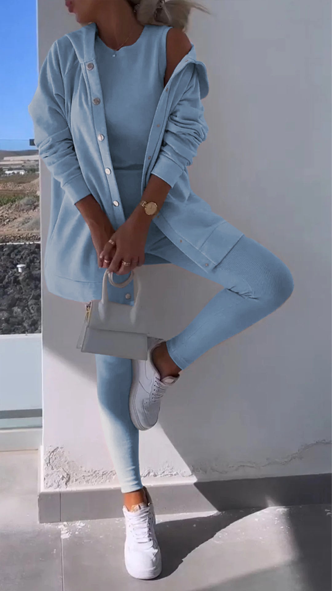 Hooded Cardigan Set