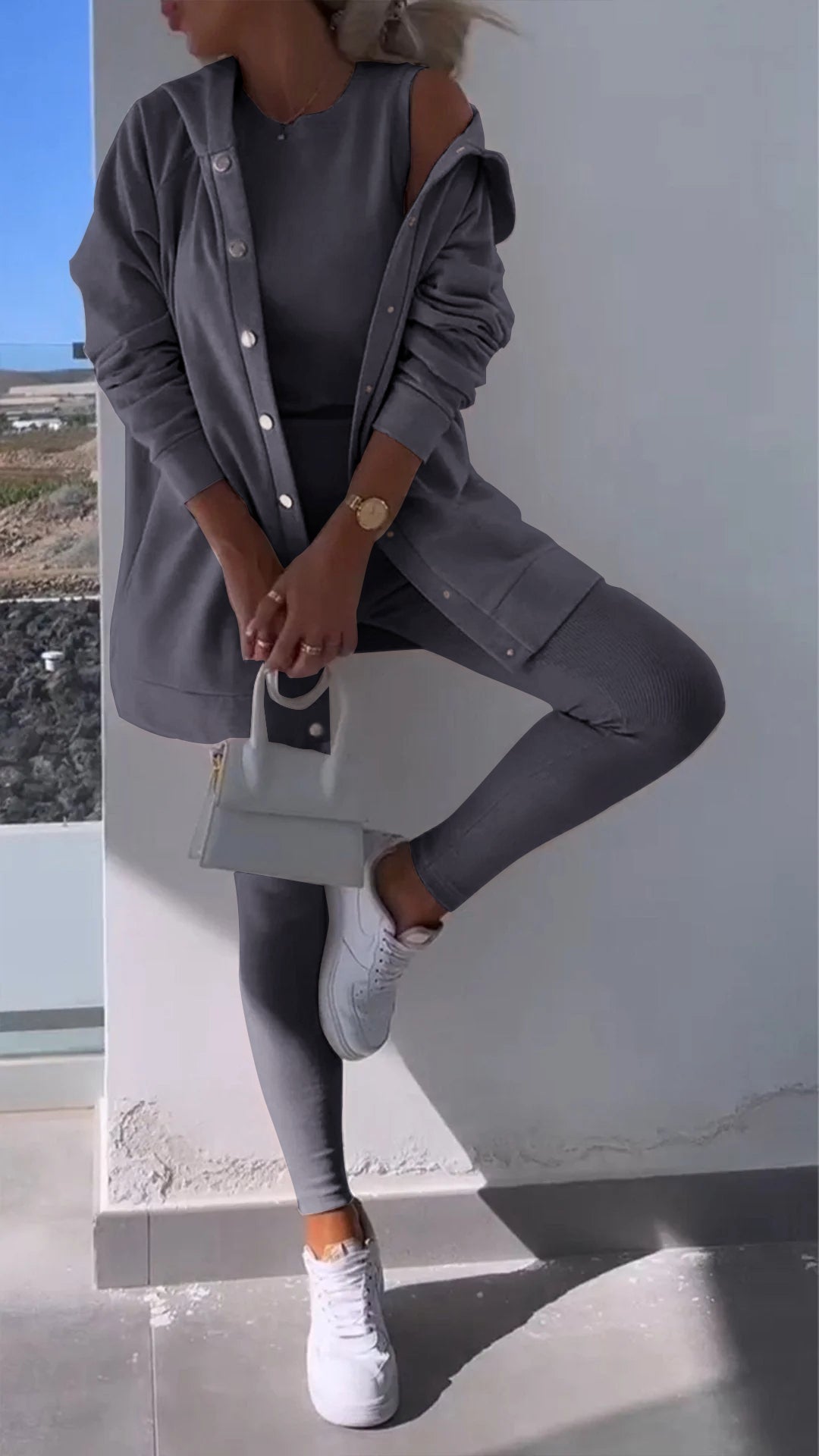Hooded Cardigan Set