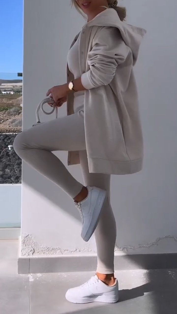 Hooded Cardigan Set