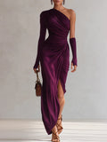 Rosalia - Stylish Purple Maxi Dress One Shoulder