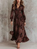 Marlene | Paisley Patterned Midi Dress with Zipper at the Neckline