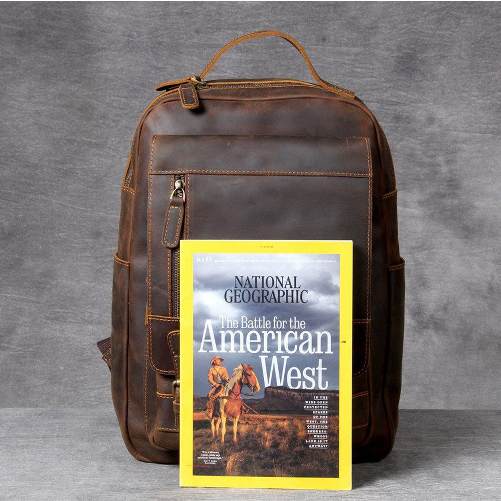 Jason - Premium Brown Leather Backpack
