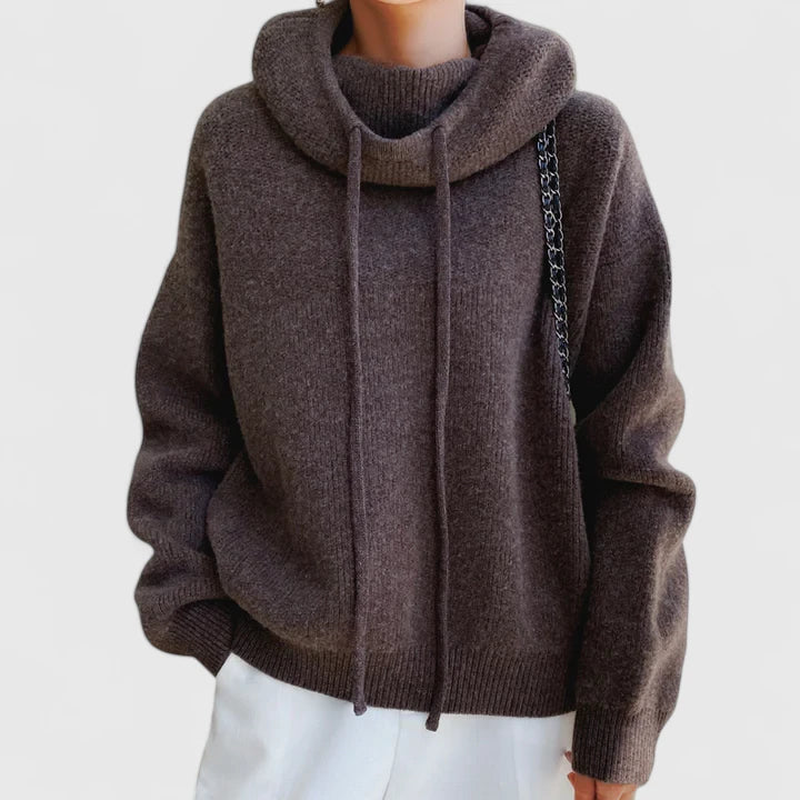 Marie | High Neck and Hooded Comfortable Sweater