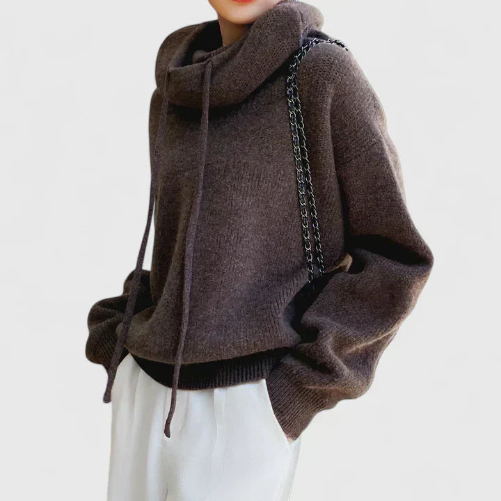 Marie | High Neck and Hooded Comfortable Sweater