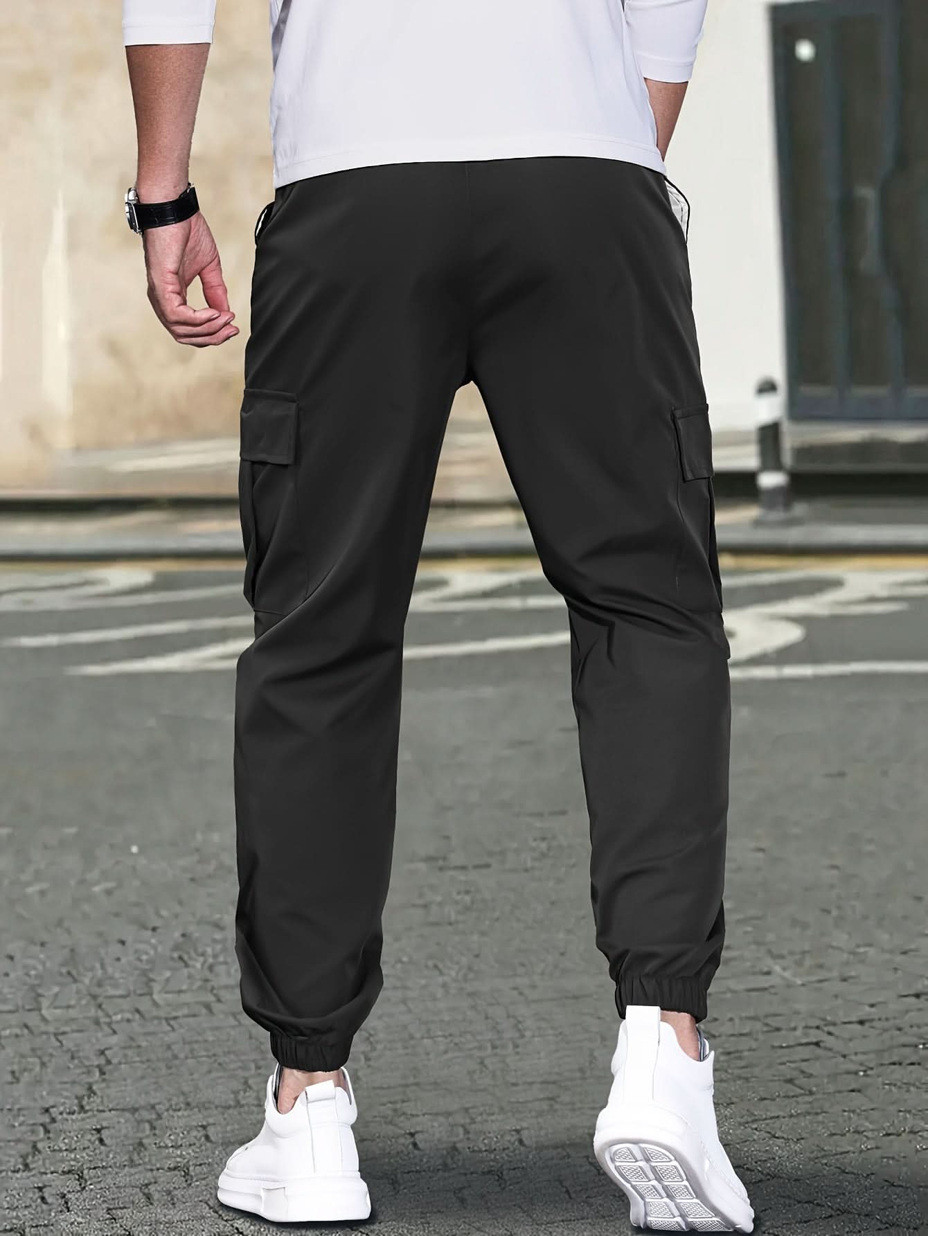 Men’s Relaxed Fit Cargo Jogger Pants with Drawstring Waist