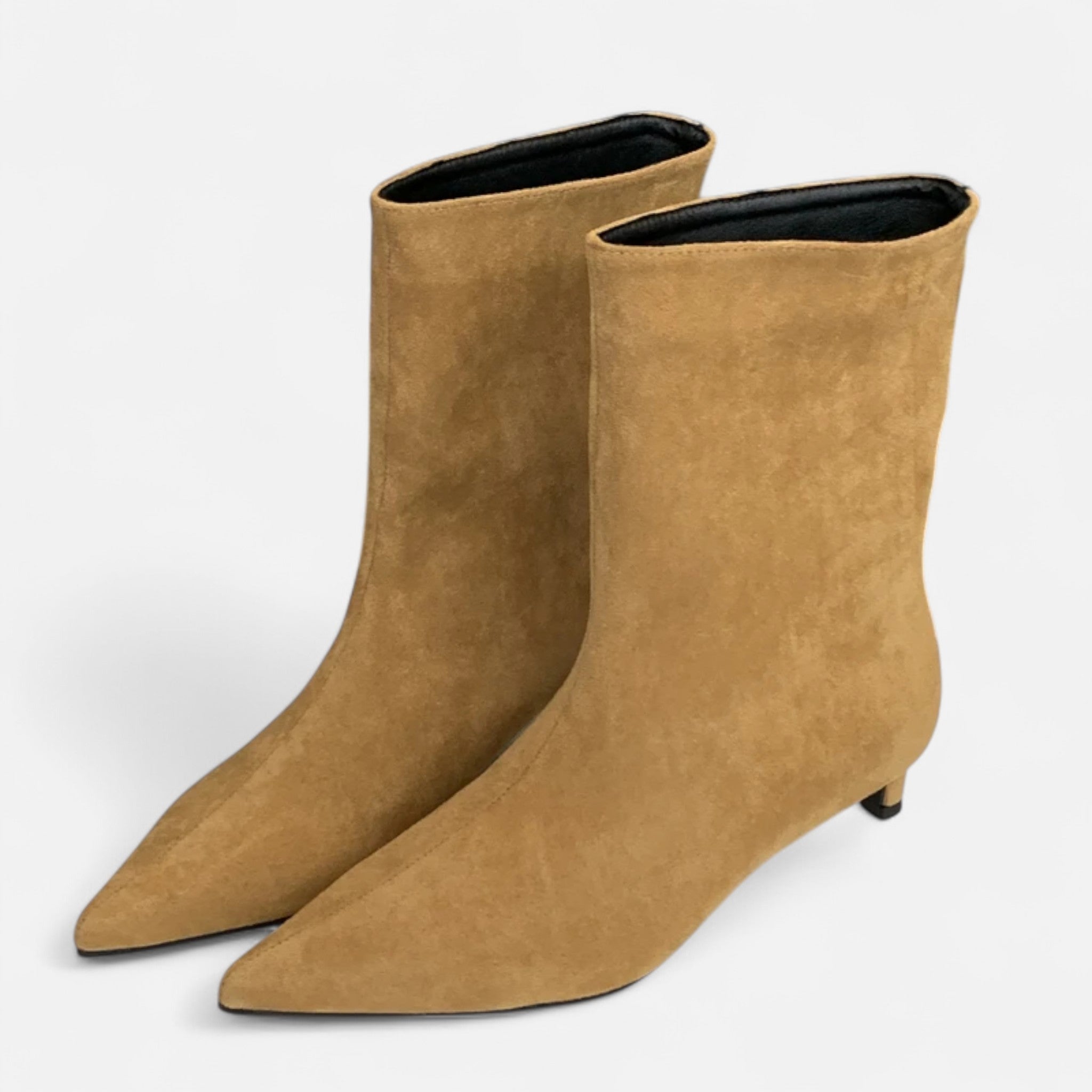 Ancienne Monde | Vintage Pointed Ankle Boots with Low Heel